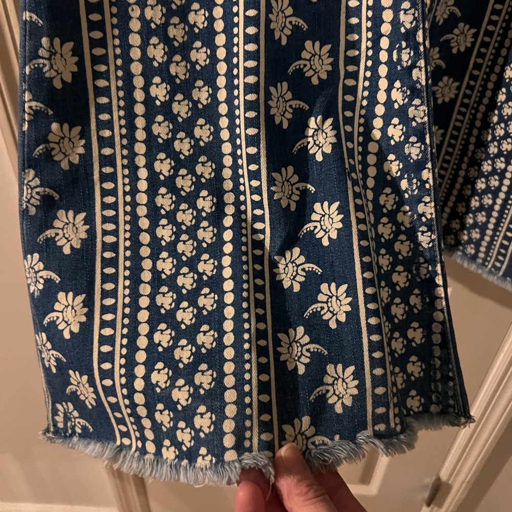 Free People Indigo Blue Patterned Flare Jeans - Picture 10 of 12